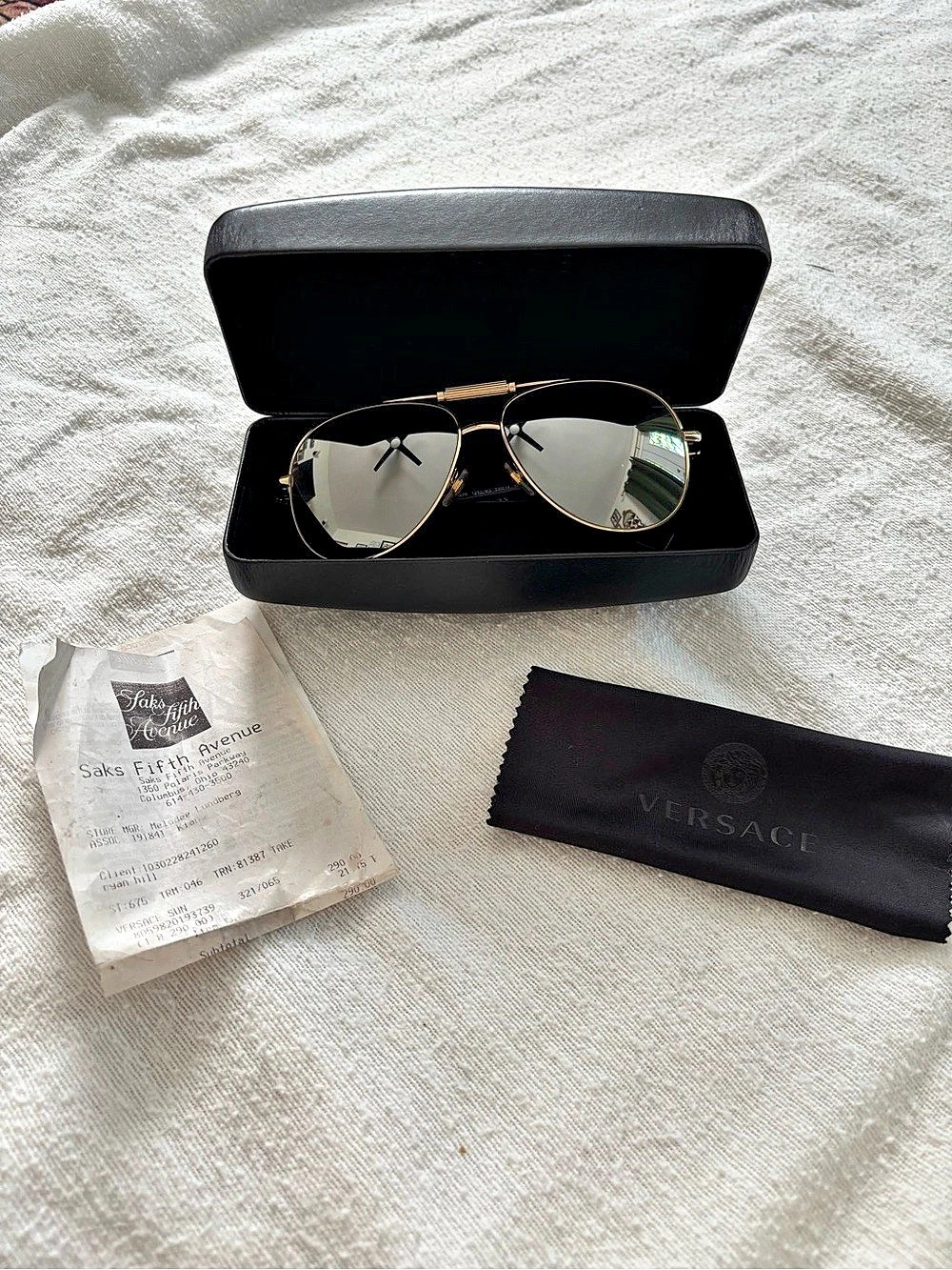 Versace Pilot Sunglasses VE2236 1252/6G VE2236 Pilot Sunglasses Gold & Black